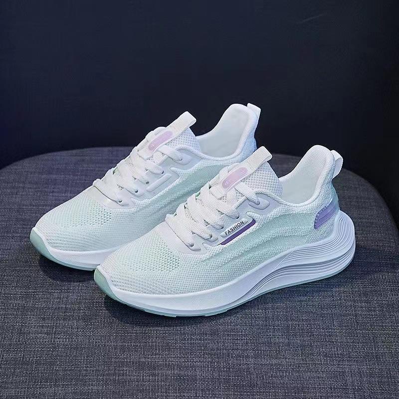 2025 summer new casual women's shoes soft sole fashion breathable mesh shoes walking mother shoes flying woven foreign trade shoes