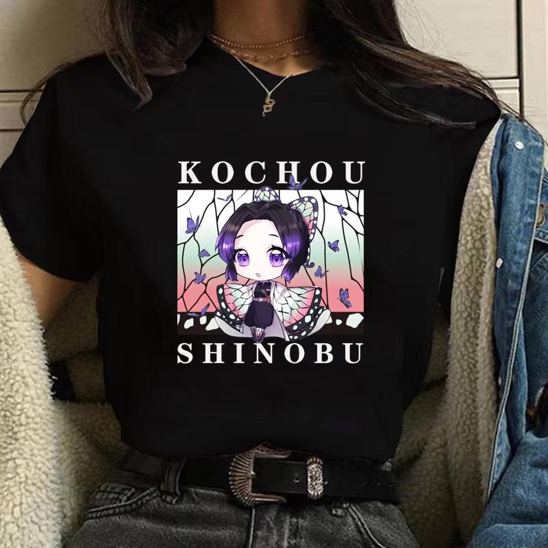 

Kawaii Kochou Shinobu футболка с принтом, женская рубашка с мультяшным рисунком Kochou Shinobu, женская милая футболка Kochou Shinobu S