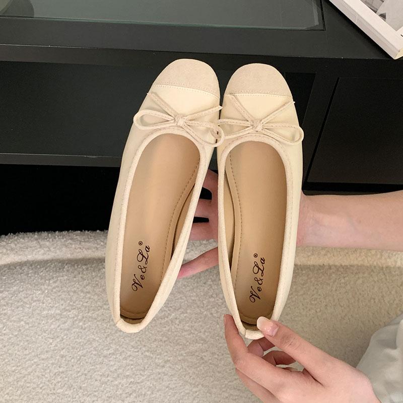 Móda 2025 Nová móda Dámské baleríny s mašlí Boty Dámské mělké Dámské baleríny Nazouvací boty se zvyšující podrážkou Obuv