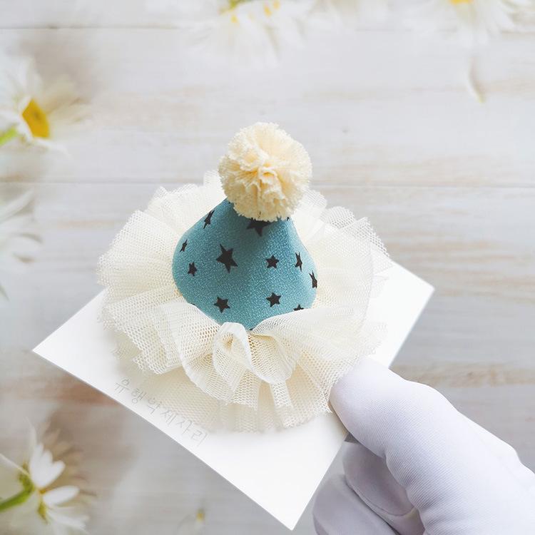 Korean Princess Birthday Headdress: Cute Yarn Ball Hat Hair Clip for Girls