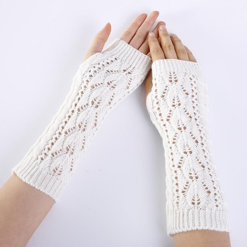 Botvotee Arm Warmers Y2k Accessories Hollow-out Sleeve Holder Winter Keep Warm Knit Accessories Fingerless Gloves Wrist Warmers