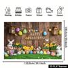2D rustikales Frohe Ostern Banner - Holz Wand Hase Eier Kulisse für Osterfeier Fotografie