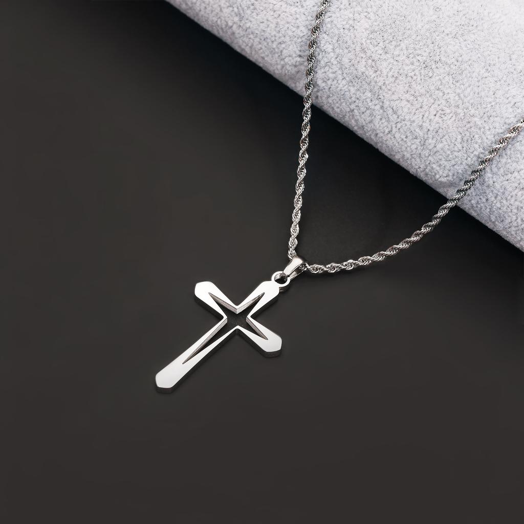 Hollow Starry Sky Cross Pendant Titanium Steel Minimalist Fashion Unisex Necklace Jewelry Accessory