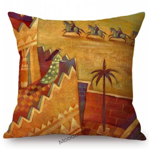 Lovely Cute Muslim Cartoon Ramadan Eid Mubarak Mosque Arabic Middle East Mediterranean Sofa Pillow Case Linen Cushion Cover Case