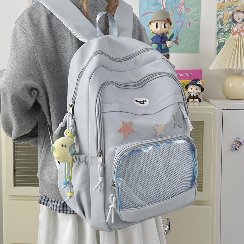 Korean version ins bar pain bag contrasting color schoolbag middle school student backpack large capacity college style transparent schoolbag