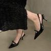 Bow Stiletto Baotou Sandals Autumn New Pointed Toe Shallow Mouth One Strap Anti-slip Wear-resistant High Heels