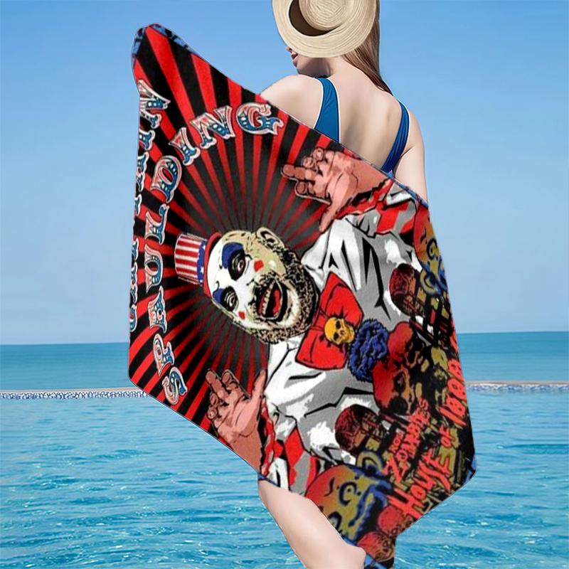Horror Clown Laughing Beach Towel, Super Soft Microfiber, Gift for Her/Him, Birthday, for Pool, Beach, Travel, Home Decor Fan gifts
