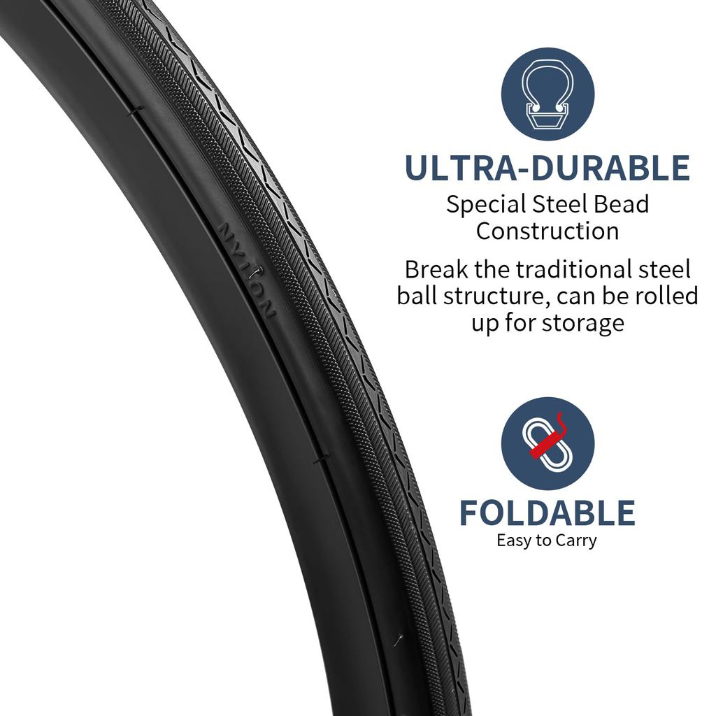 YunSCM 2-Piece 700x25c Bicycle Tire, 700x25c 25-622, Suitable for 700x25c Road Bike Tires, Y-1076