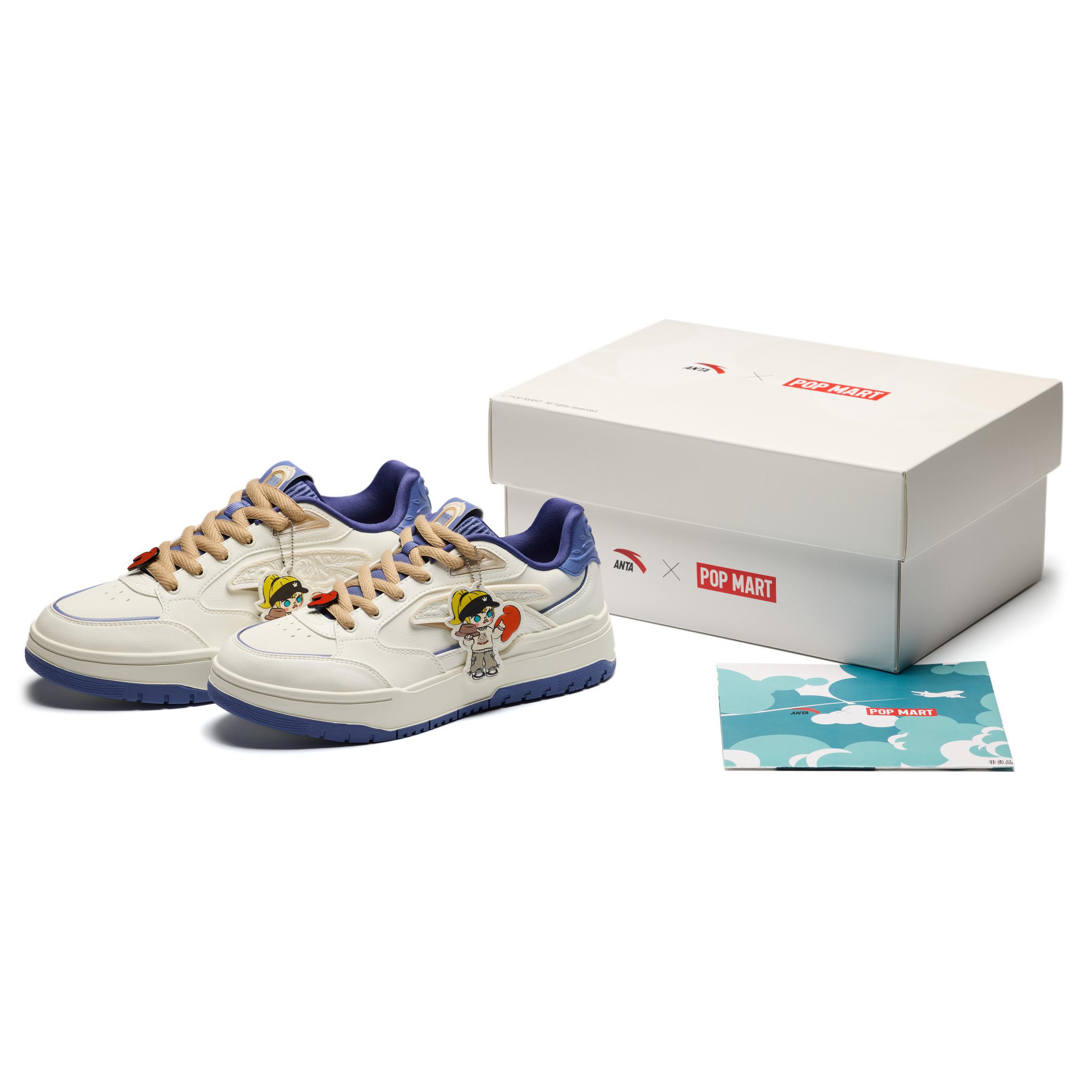 ANTA x POP MART Skate Shoes Off White Blue Women 122518068X-1 35.5