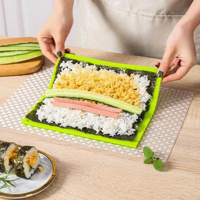 New Silicone Sushi Roller Mats Washable Reusable Sushi Roll Mold Mat DIY Food Rolling Rice Rolling Maker Cake Roll Pad
