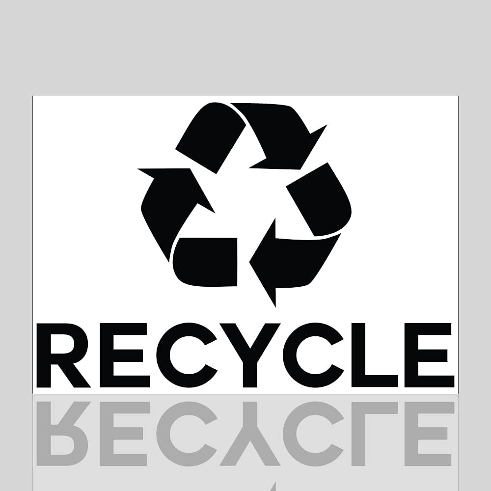 IGNIXIA Recycle Symbol Sticker Decal to Organize Trash cans/Garbage containers, Recycle Sign Decal Plotter Cut Vinyl Outdoor Recycle Containers Black (Pack of 01)