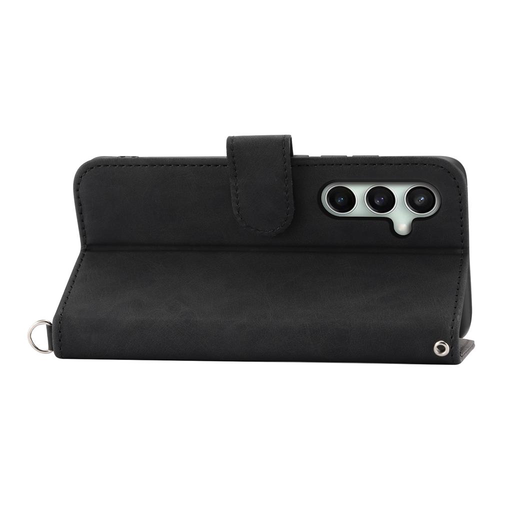 For Samsung Galaxy S25 FE Case Flower Pattern PU Leather Wallet Phone Cover with Strap