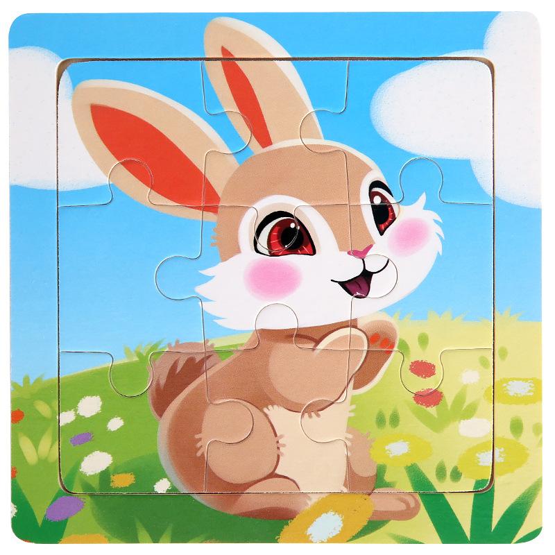 11cm Children Wooden Jigsaw Puzzle Games Cartoon Animal Vehicle Pattern Wooden 3d Puzzle Montessori Educational Toys