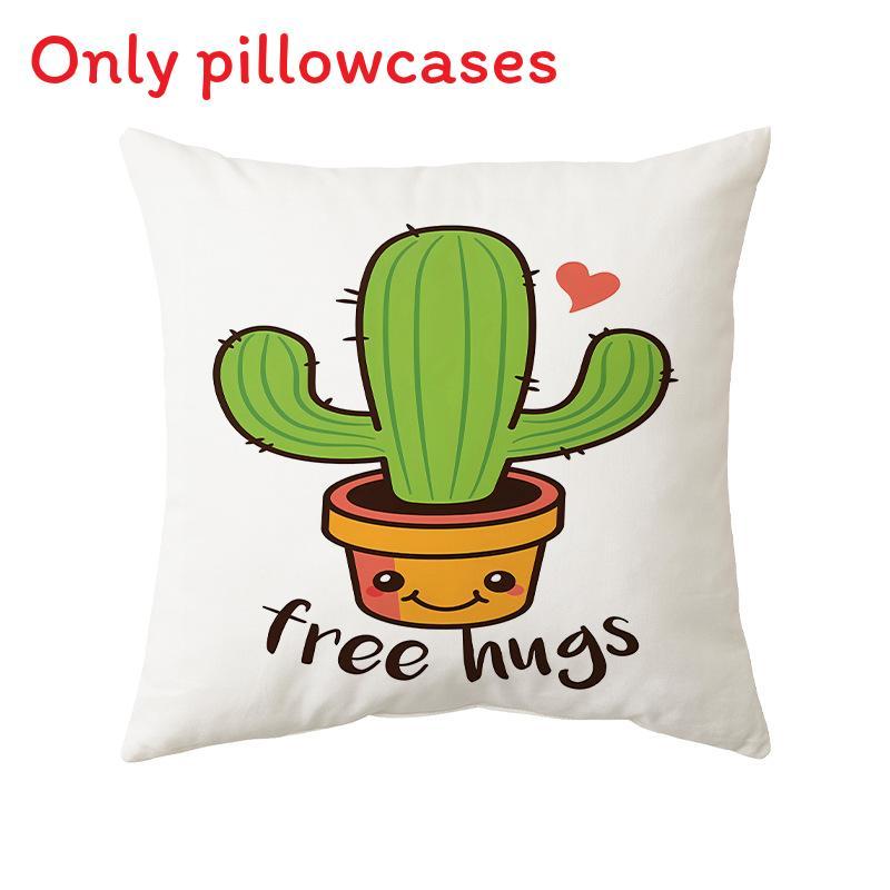 Cartoon Cactus Pattern Pillow Cover For Home Decor And Lounge Relaxation