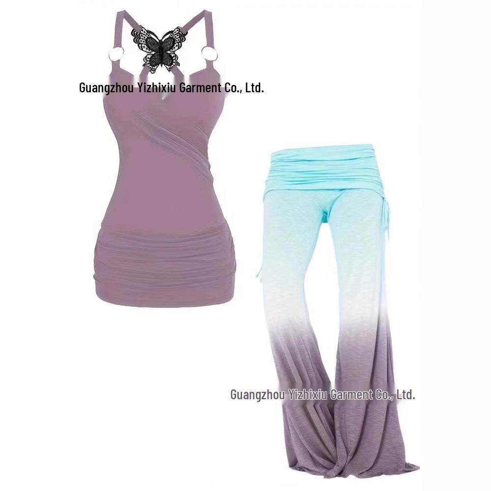 Plus Size European & American Embroidered Sling Top and Flare Pants Set for Women - In Stock