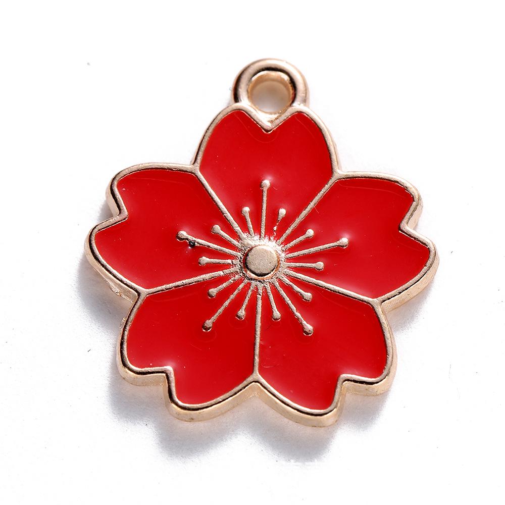 Cherry Blossom Drip Oil Alloy Pendant for DIY Jewelry: Earrings, Bracelets, Hair Accessories, and Phone Charms