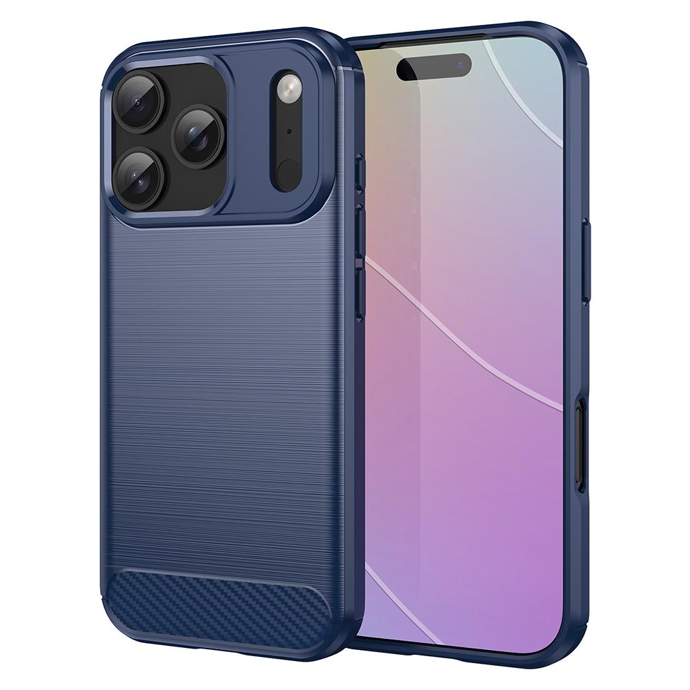 For iPhone 17 Pro Case Carbon Fiber Texture Brushed Protective Phone Cover