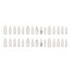 30pcs Long Almond Stiletto False Nails Shimmering Moonlight Cat Eye Rhinestone Fake Nails French Detachable French Nail Tips DIY