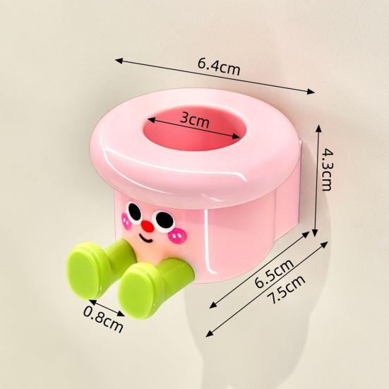 Cartoon Toothbrush Cup Holder Wall Mounted Storage Rack Space Saving Magnetic Upside Down Mouthwash Cups No-Drill Bathroom Organizer