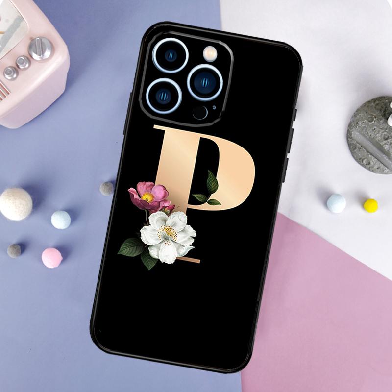 

Flower Letter Case For iPhone 16 15 13 12 11 14 Pro Max Mini X XR XS Max Plus Bumper Back Cover iPhone 15Pro MAX