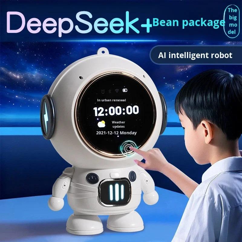 Робот-собеседник DeepSeek AI, робот, подарок, голосовой интерактивный будильник с сенсорным экраном для образования белый