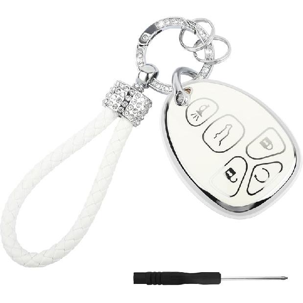 Bling Car Key Fob Cover Compatible With 5 Button,TPU Key Fob Case With Keychain,Car Accessories Key Fob Protector(For Chevroiet 5)