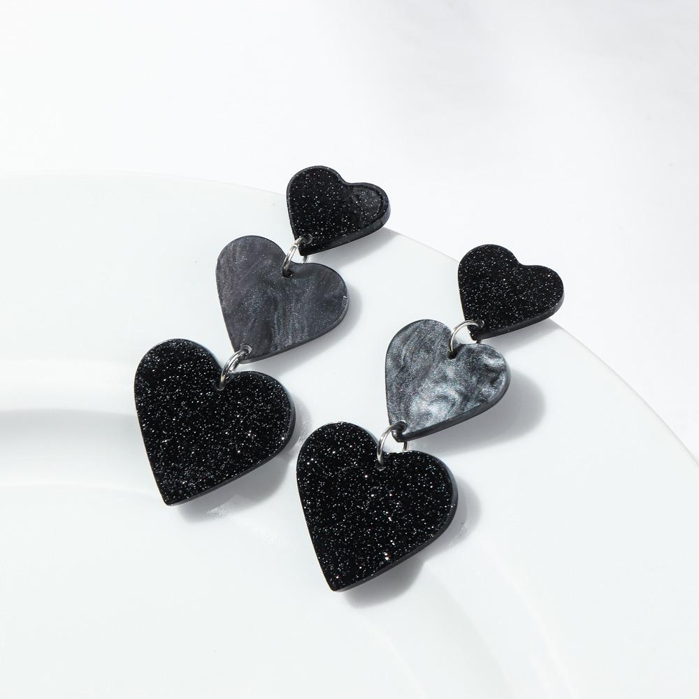 New Valentine's Day Acrylic Earring for Women Girls Glitter Colorful Love Heart Splicing Drop Earrings Sweet Jewelry Gifts