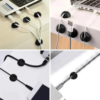 20 KS Svorka na kabel USB line Fastener Domácí příslušenství Klip na stahování drátů do auta Lepicí silikonové držáky kabelů V kanceláři/doma/v autě