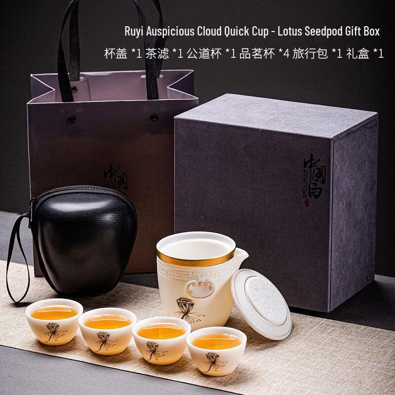 Hàndùn Mutton-fat Jade Dehua White Porcelain Travel Tea Set