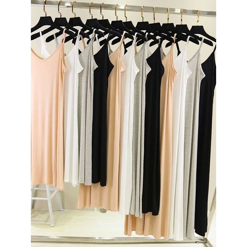 Anti Penetration Lined Bottom Dress Pure Color Anti-Penetration Lining Base Dress Women