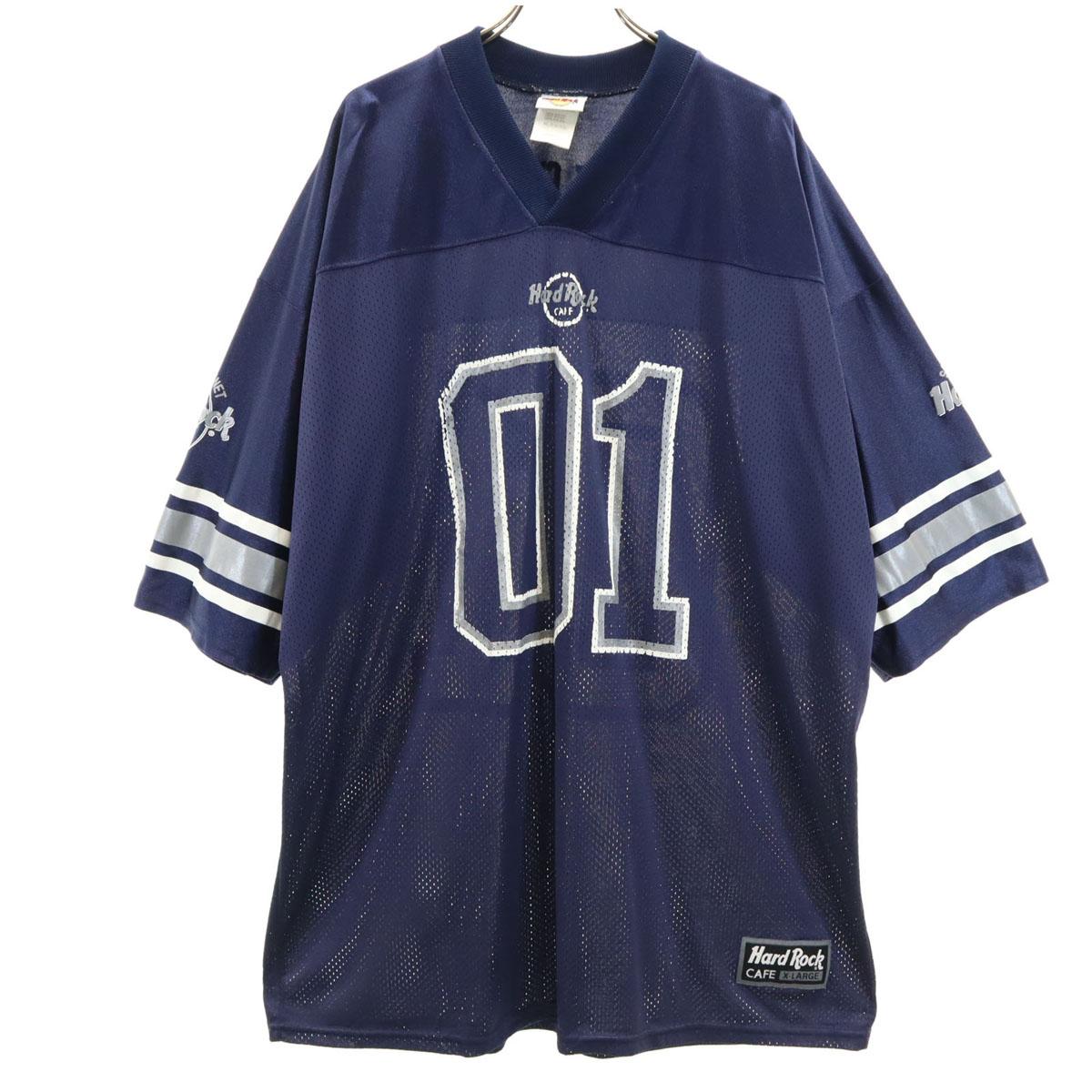 

HARD ROCK CAFE Игровая футболка с коротким рукавом XL Темно-синяя сетка Мужская Б/У