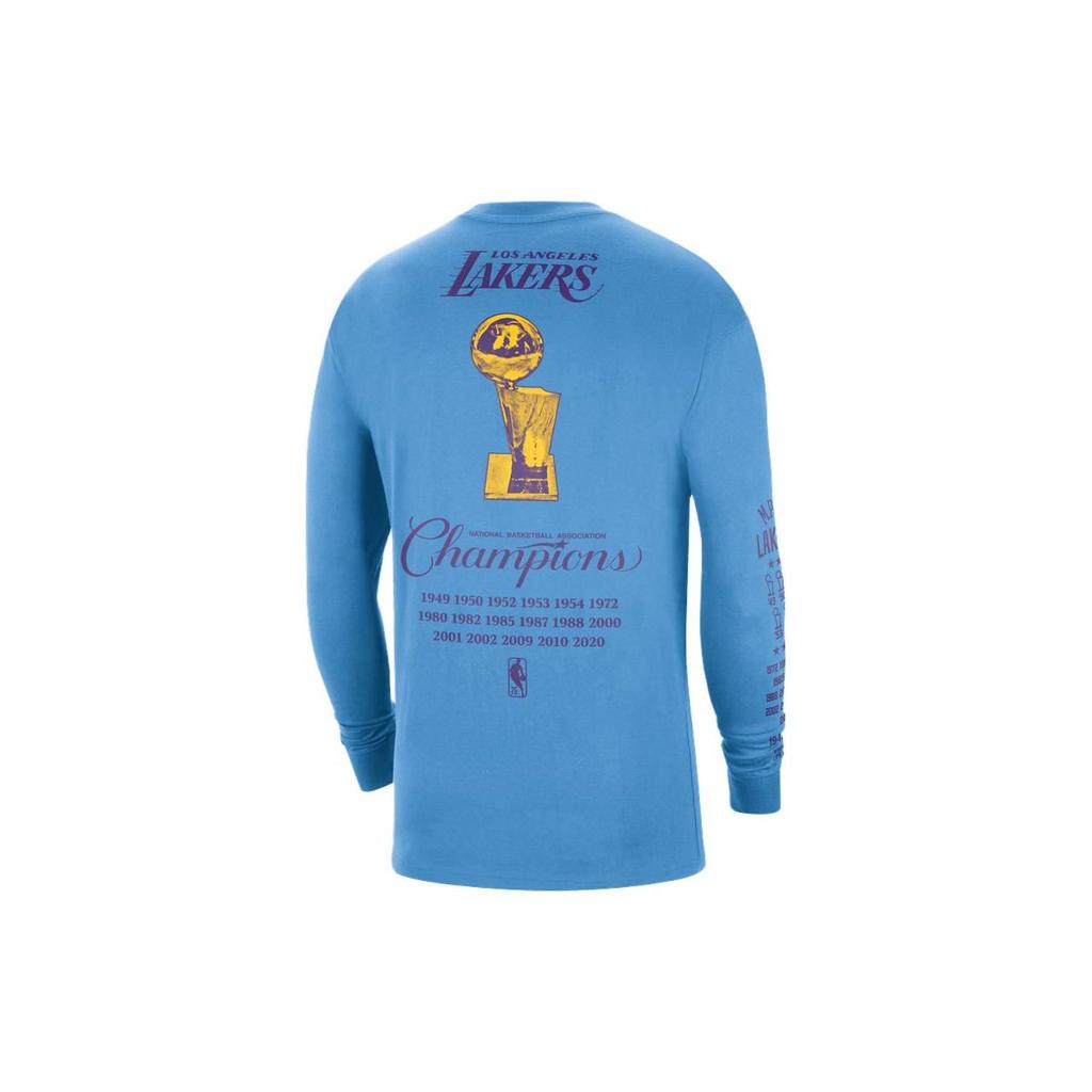 Nike Mixtape NBA Los Angeles Lakers Alphabet Loose Round Neck Long Sleeve Drop Shoulder Men Tops Blue DA7315-462