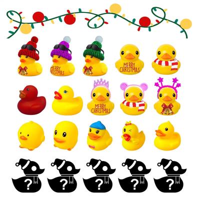 24Pcs Christmas Rubber Ducks Christmas Countdown Calendar Toy Cute Holiday Rubber Ducks Ducking for Celebration Xmas Party Favor