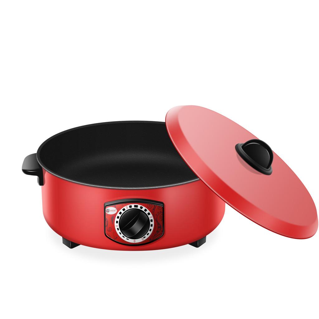 Red Multi Functional Hot Pot Dormitory Portable Electric Boiling Pot Household Large Capacity Cooking Utensil