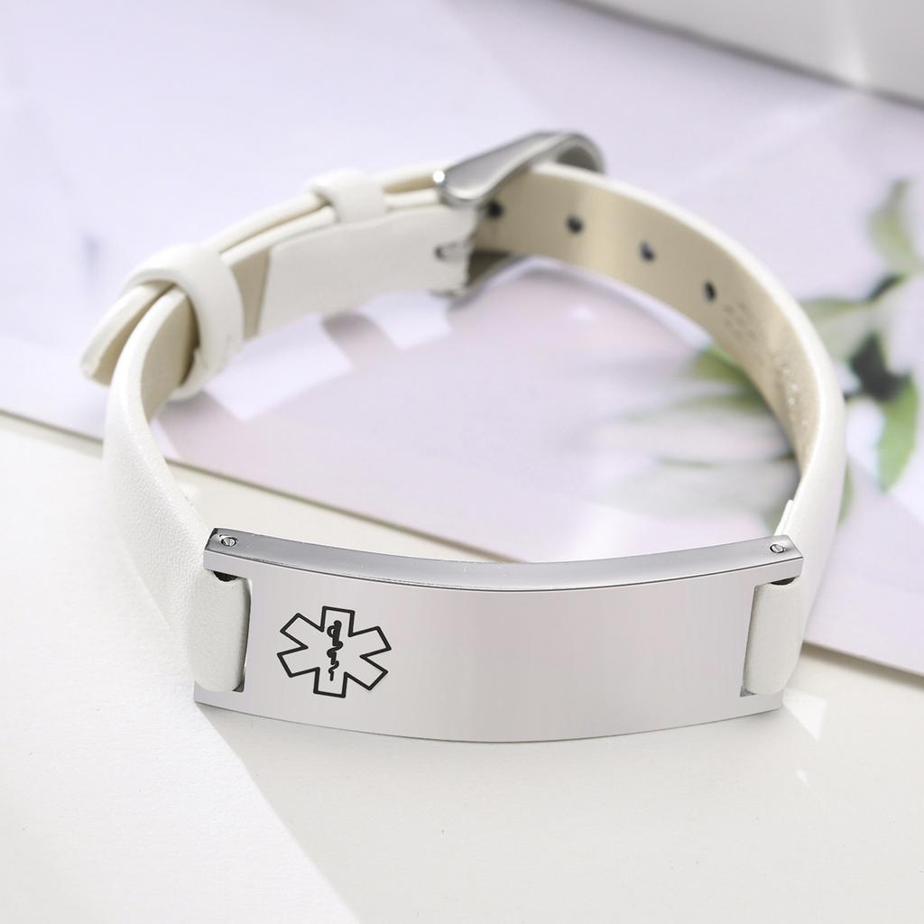 Free Engraving Medical Alert ID Bracelets Womens, Customized Adjustable Leather Chain Wrap Bracelets for Anxiety Type 2 Diabetes