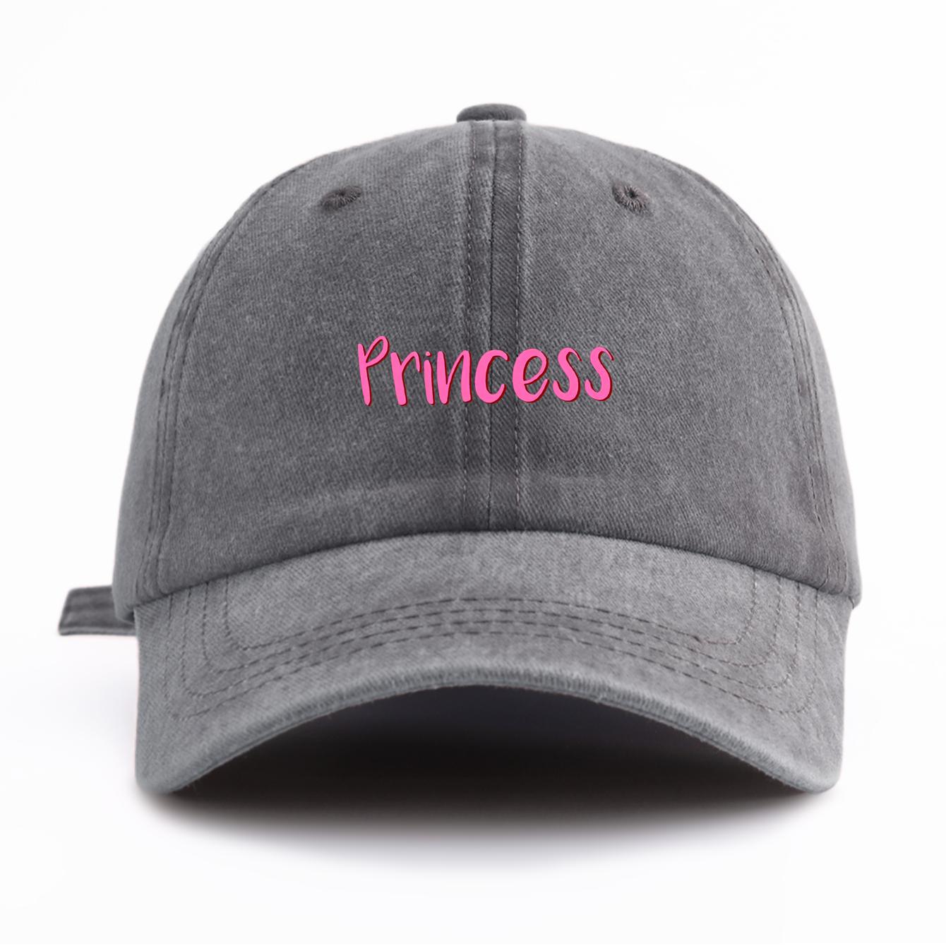 

1pc Princess Print Washed Baseball Cap for Adults, Minimalist Retro Style Casual Soft Adjustable Dad Hat, Perfect As Gift серый