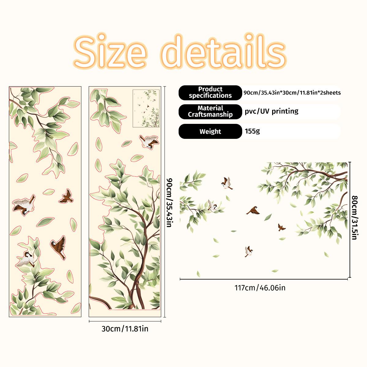 

Зеленые листья растений наклейки на стену гостиная спальня стена для ТВ фона украшение дома наклейки на стену 30 * 90 * 2 sheets