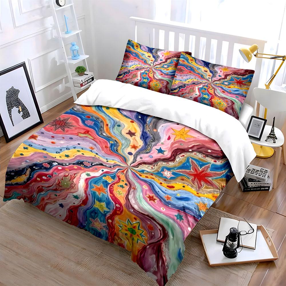 Colorful Swirling Stars. Bedding Sets Duvet Cover Sets Duvet Covers Pillowcases(1 * Duvet Cover 2 * Pillowcases, Without Duvet Insert)
