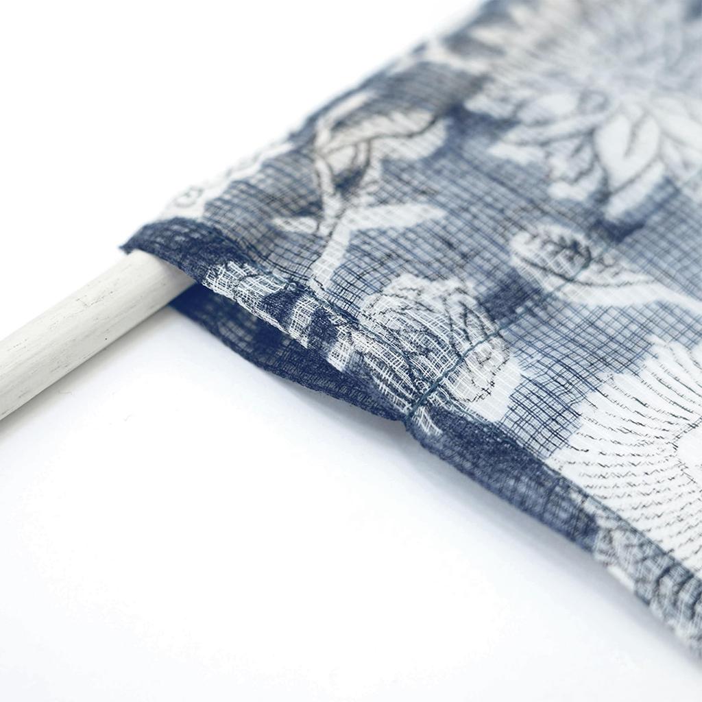 Tomo Corporation Kota Doria Block Print Noren Room Curtain, Navy, Long, Divider, 85x150cm, 11725-870-358