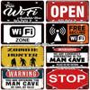 SQ-DGLZ Warning Beware Of License Plate WIFI Tin Sign State Wall Decoration Metal Sign Home Decor Painting Plaques Art Poster