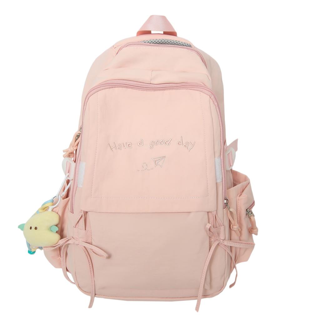 Winter New High-Value Solid Color Lightweight Student Backpack for Girls, Elementary and Middle School Students, Letter Backpack