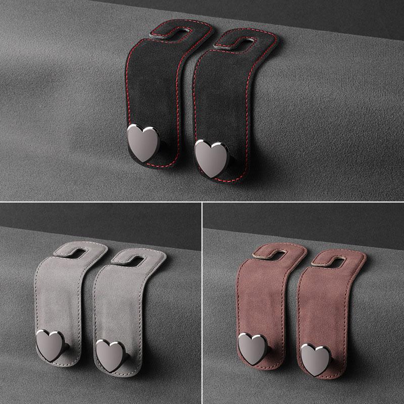 Heart Shape Metal Car Seat Headrest Hooks 2 In 1 Leather Car Seat Back Hook Purse and Bag Backpack Double Hook Car Seat Hanger