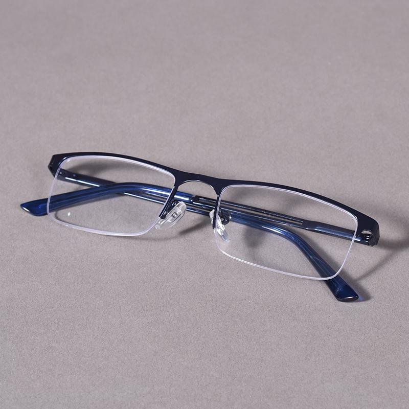 Metal Anti-blue Light Reading Glasses Men Half Frame Business Eyewear Farsighted Eyeglasses Diopter +1.25+1.75+2.25+2.75+3.5