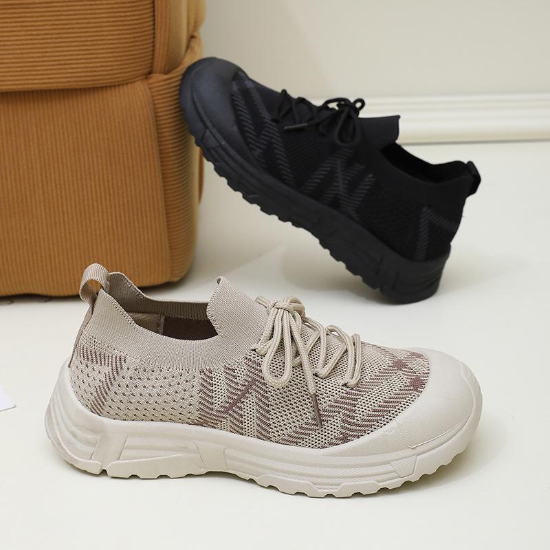 2025 neue Damen-Freizeitsportschuhe bequem und atmungsaktiv Mode Außenhandel weiche Sohle Mesh Schnürschuhe