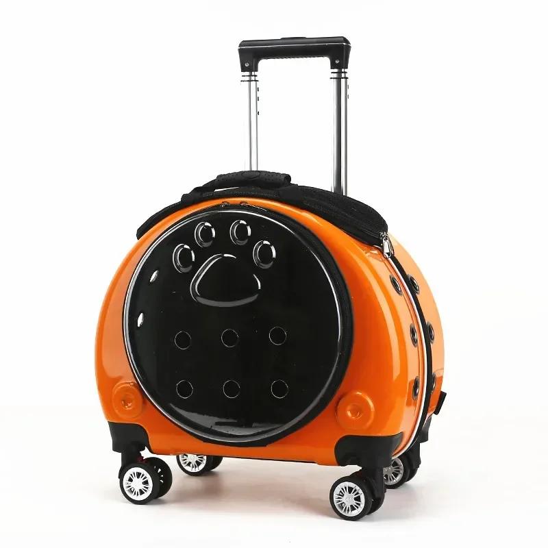 Tragbare Multifunktionale Haustier-Trolley-Box Sichtbare Transport-Katzenboxen Bequemer Transparenter Korb Reise-Tragetasche für Katzen