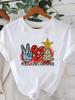 (Asian Size) Watercolor Cute 90s Short Sleeve T-shirts  Print Merry Christmas O-neck Women's Top New Year T Clothing Fashion Holiday Graphic Tee