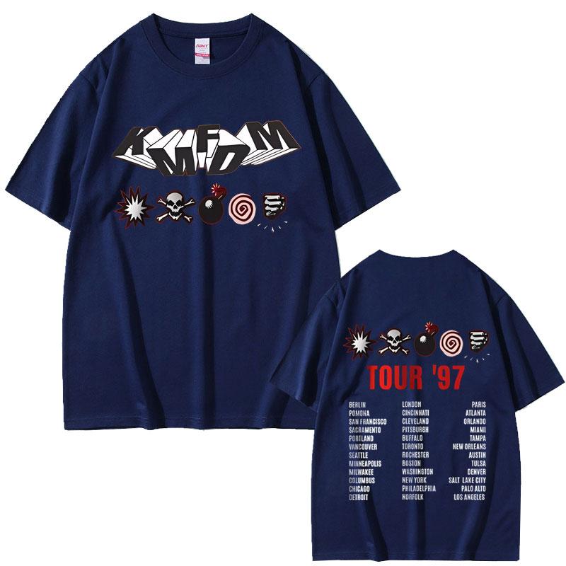 Rock Band Kmfdm Tour 97 Graphic T Shirts Unisex Women Vintage Gothic Punk Tshirt Unsiex Pure Cotton Casual Oversized Short Sleeve