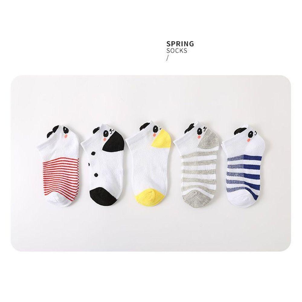 5 Paar Panda-Muster Cartoon-Socken Rutschfest Tierdruck Socke Cartoon Baby-Socken Für Jungen und Mädchen