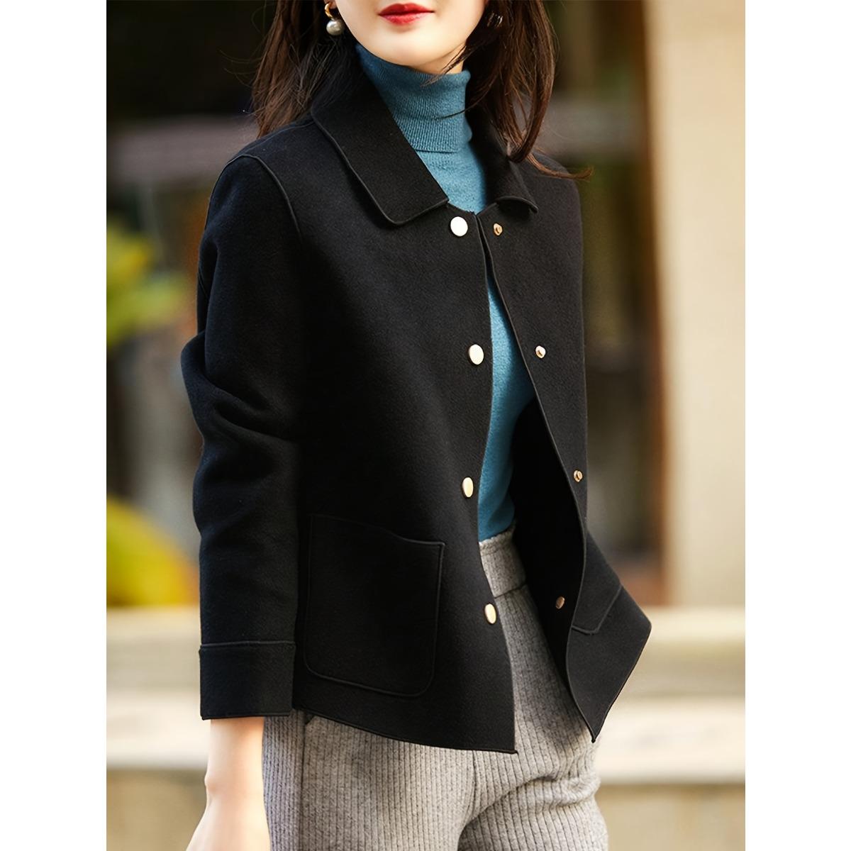 

Модное простое женское однобортное пальто с лацканами, высококачественное короткое пальто для ленивых повседневных дел, однотонное, с длинными рукавами, в стиле ретро, свободное 4XL чёрный
