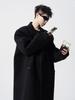 Men's Black Wool Trench Coat - Korean Style, Mid-Length, Over-the-Knee for 2025 Spring/Autumn